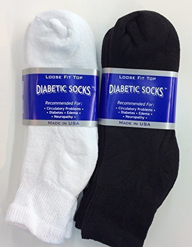 6 Pairs of Mens Black and White Diabetic Ankle Socks 10- 13 Size