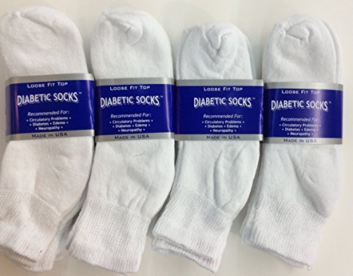 12 Pairs White Diabetic Ankle Socks 9-11 Size [Health and Beauty]