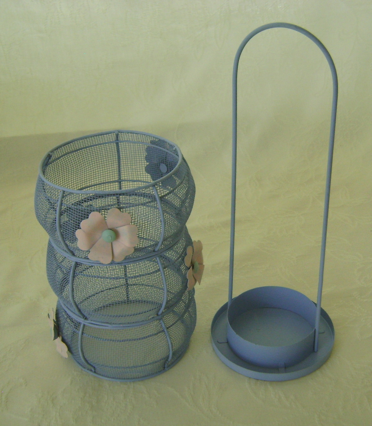 Votive Candle Holders, 3 Metal Mesh Chinese Lanterns, Spring Colors