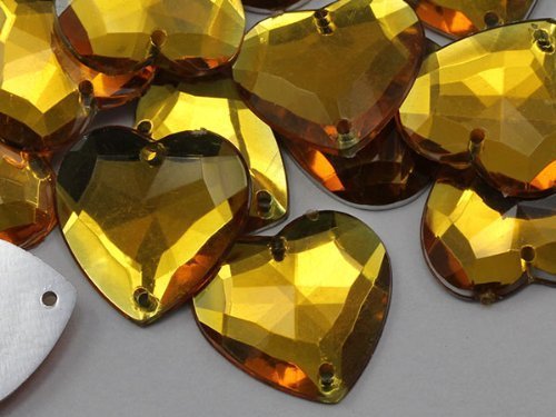 20mm Topaz CH16 Heart Flat Back Sew On Beads for Crafts - 25 Pieces [Kitchen]