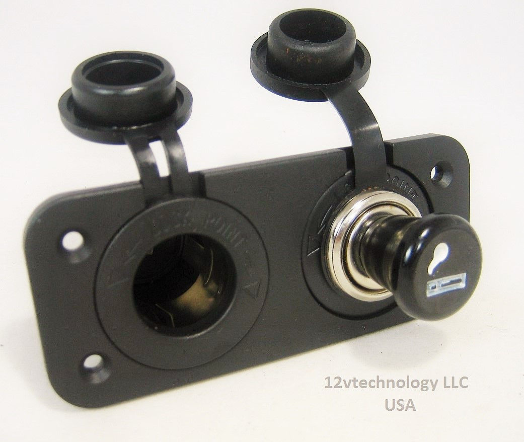 Heavy Duty 12 V Plug Cigarette Lighter Socket Outlet Panel Boat RV Jack