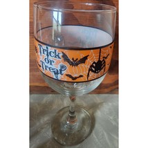 Halloween Stemmed Wine Goblet Trick Or Treat Bats &amp; Spiders 11.5 Ounce S... - $12.34