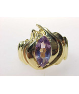 AMETHYST Vintage RING set in GOLD over STERLING Silver - Size 6 - £79.25 GBP