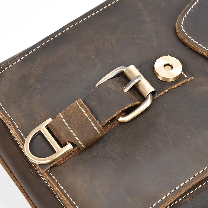 Vintage crazy horse leather messenger bag A4 Genuine leather shoulder bag Men's Accessories