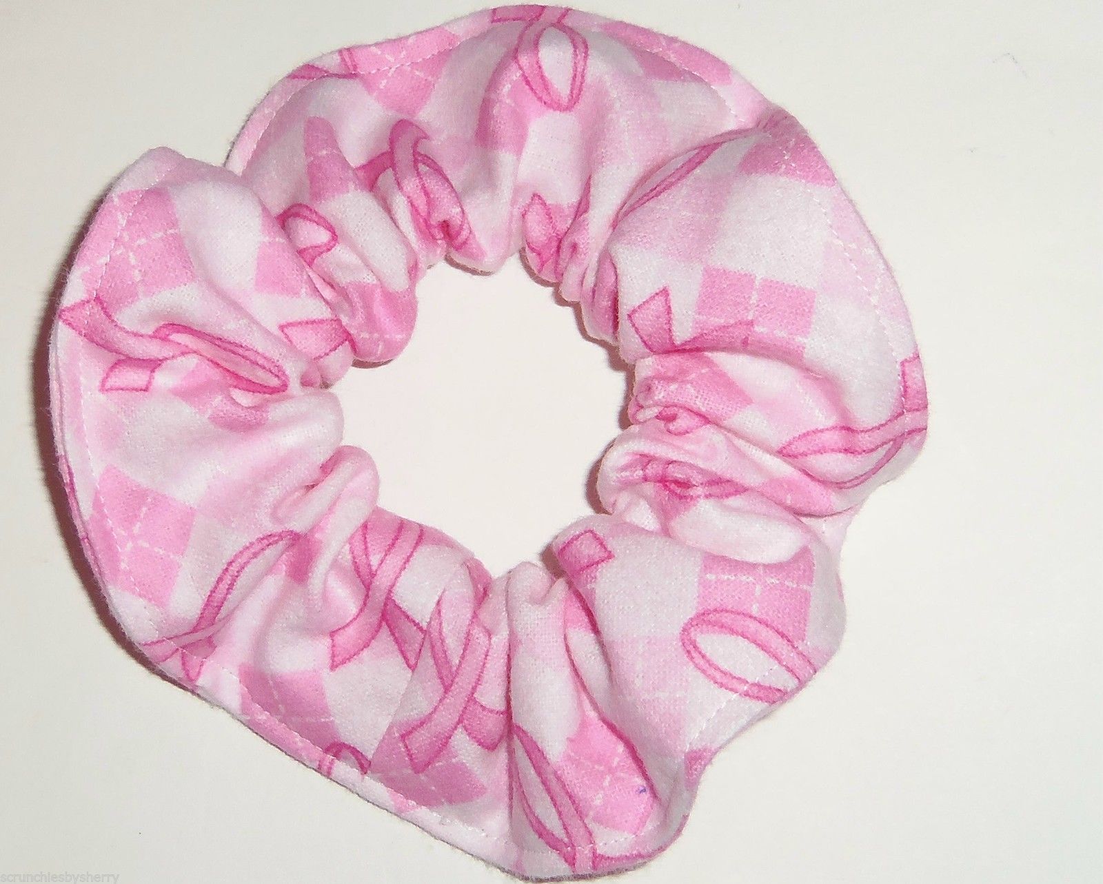 Breast Cancer Awarenes Pink Ribbon Hair Scrunchie Ponytail Scrunchies