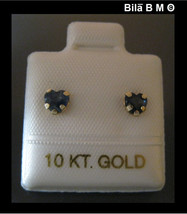 SAPPHIRE Stud EARRINGS in 10K Yellow GOLD - Heart Shaped - .48 carats to... - $38.50
