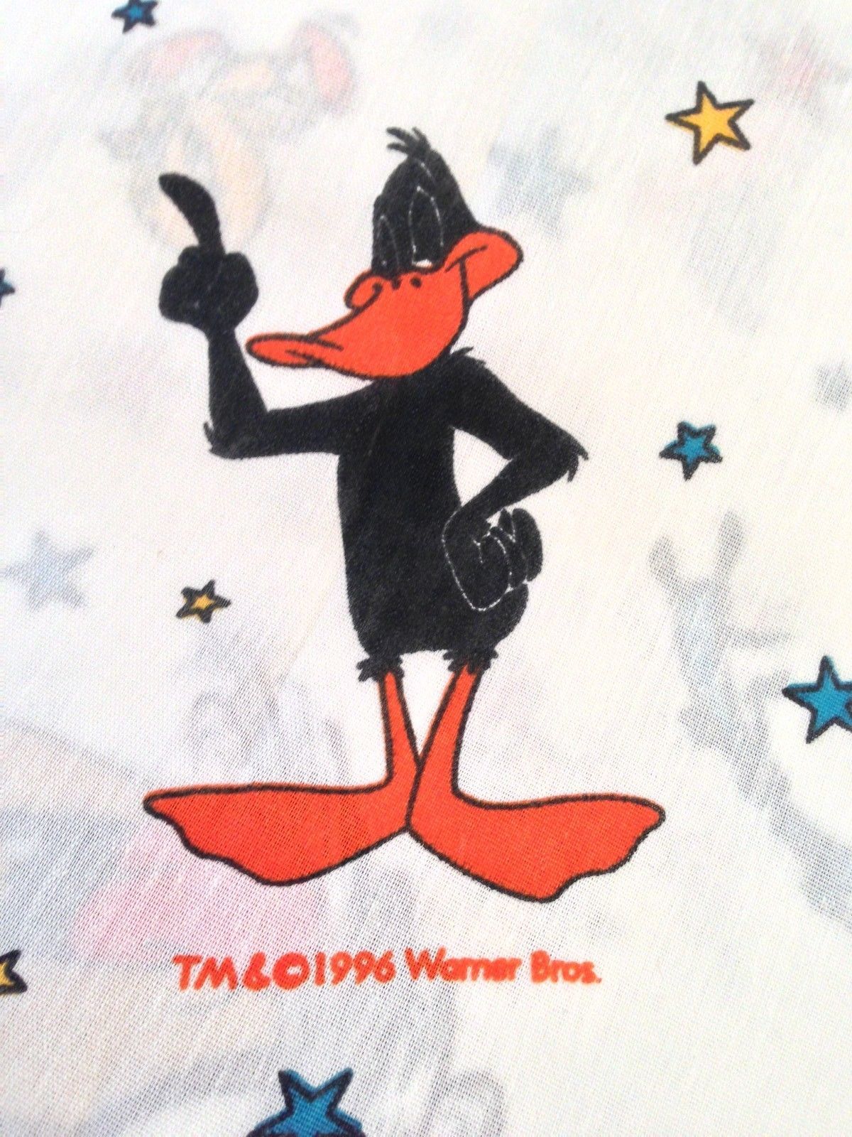 1996 Looney Tunes Space Jam Alien Twin Bed Flat Sheet Fabric Tweety Taz ...
