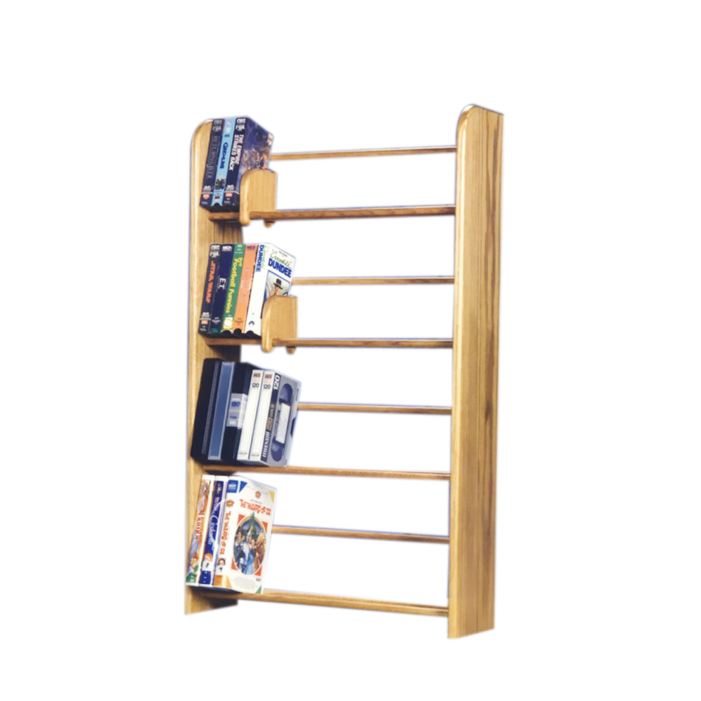 4 Row Dowel DVD/VHS Rack Capacity 160 DVD's/ 84 VHS tapes Honey Oak