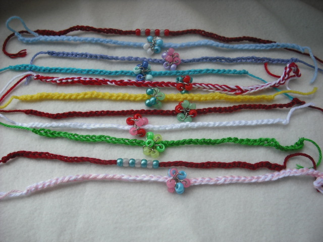 27 Assorted Random Crochet Friendship Bracelets with Bead Charms. - Other