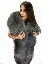 Blue Frost Fox Fur Stole 78' Saga Furs Big Collar Natural Colors Boa King Size image 7