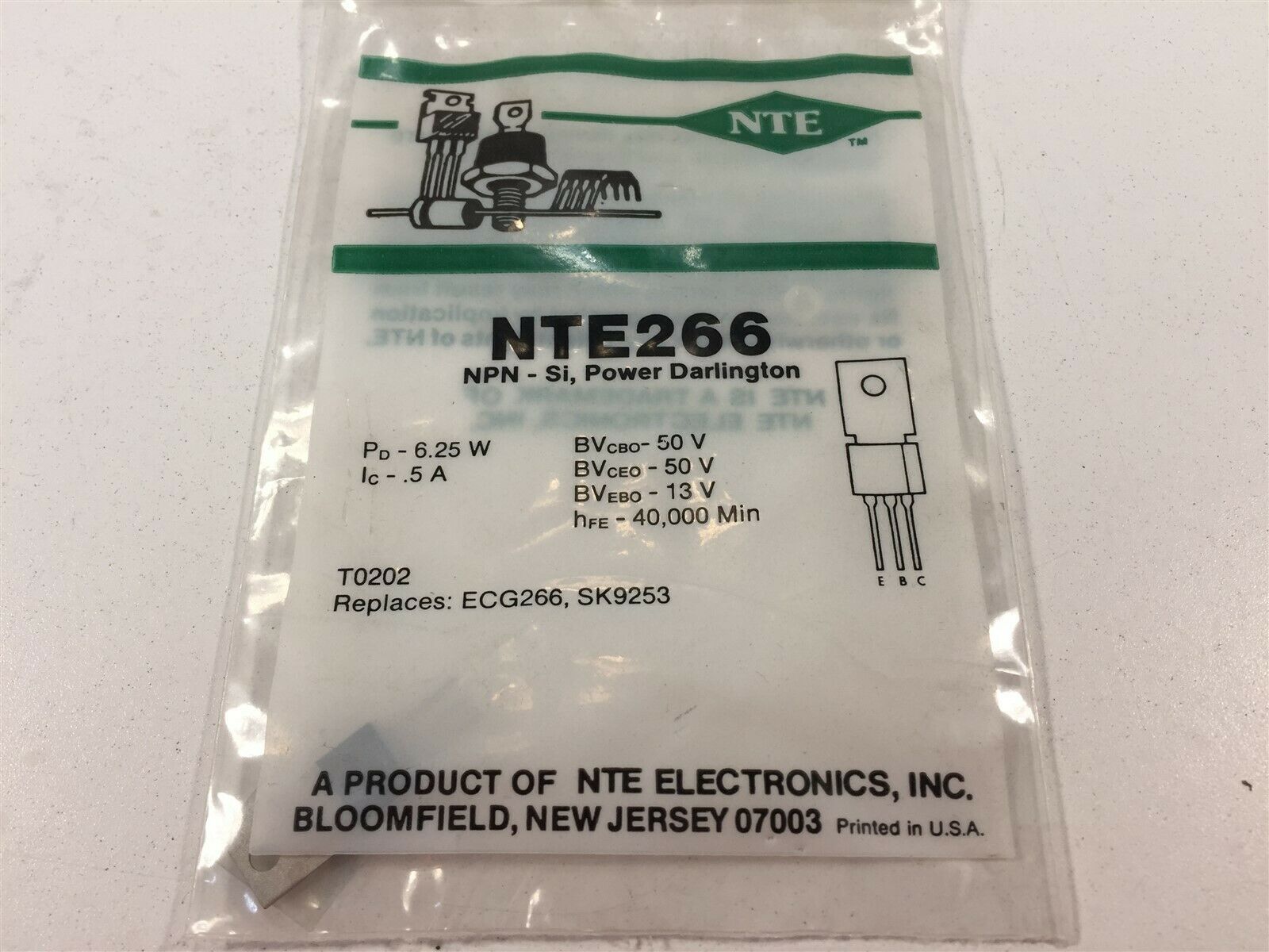 (1) NTE NTE266 Silicon NPN Transistor Darlington Power Amplifier