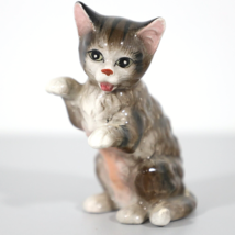 Vtg Porcelain Playful Cat Figurine Statue Miniature Hand Painted - $14.03
