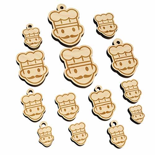 Occupation Chef Cook Man Icon Mini Wood Shape Charms Jewelry DIY Craft - 20mm (1