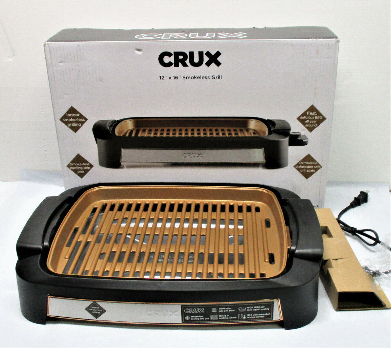 Crux XL Smokeless Electric Tabletop Grill with Copper Accents Grills