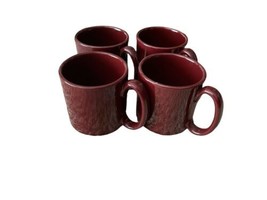4pc Ralph Lauren Stoneware Burgundy Coffee Mug Cup Lot Made in Italy Set image 1