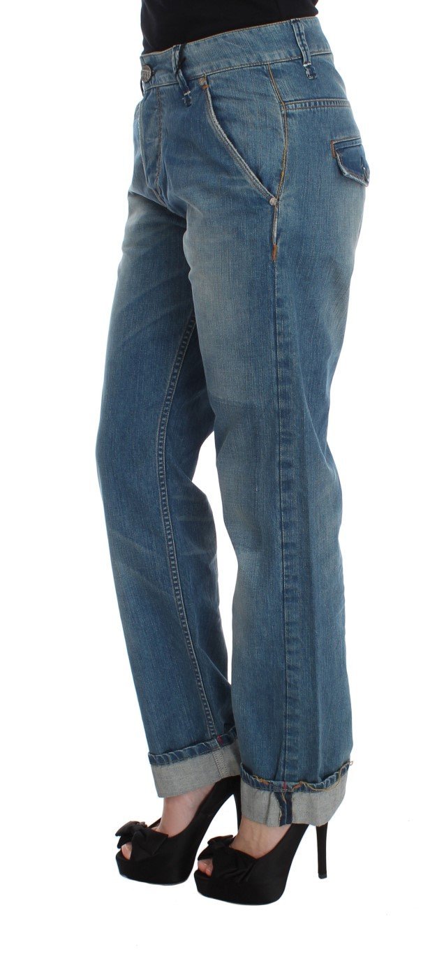 Blue Cotton Loose Fit Boyfriend Jeans - Fashion