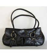 Black Tommy Hilfiger Leather Purse Handbag Tote Expandable Lined Pockets - $45.00