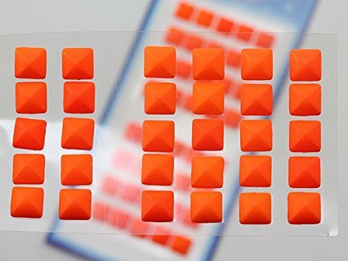 8mm Neon Orange Self Adhesive High Pyramid Gems For Cards and Invitations - 4...