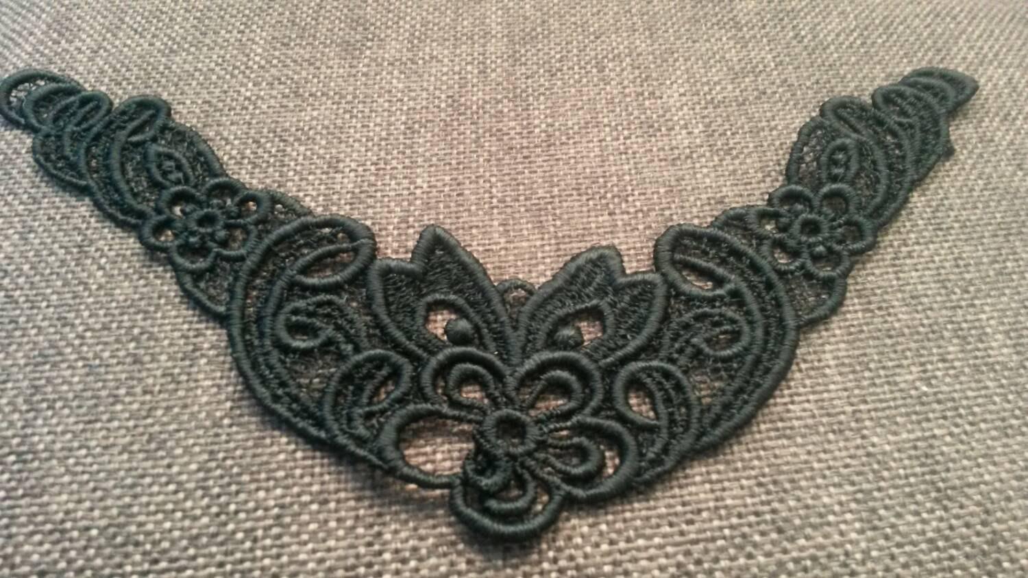 Black venice antique lace applique collar white vintage flower bridal lace colla