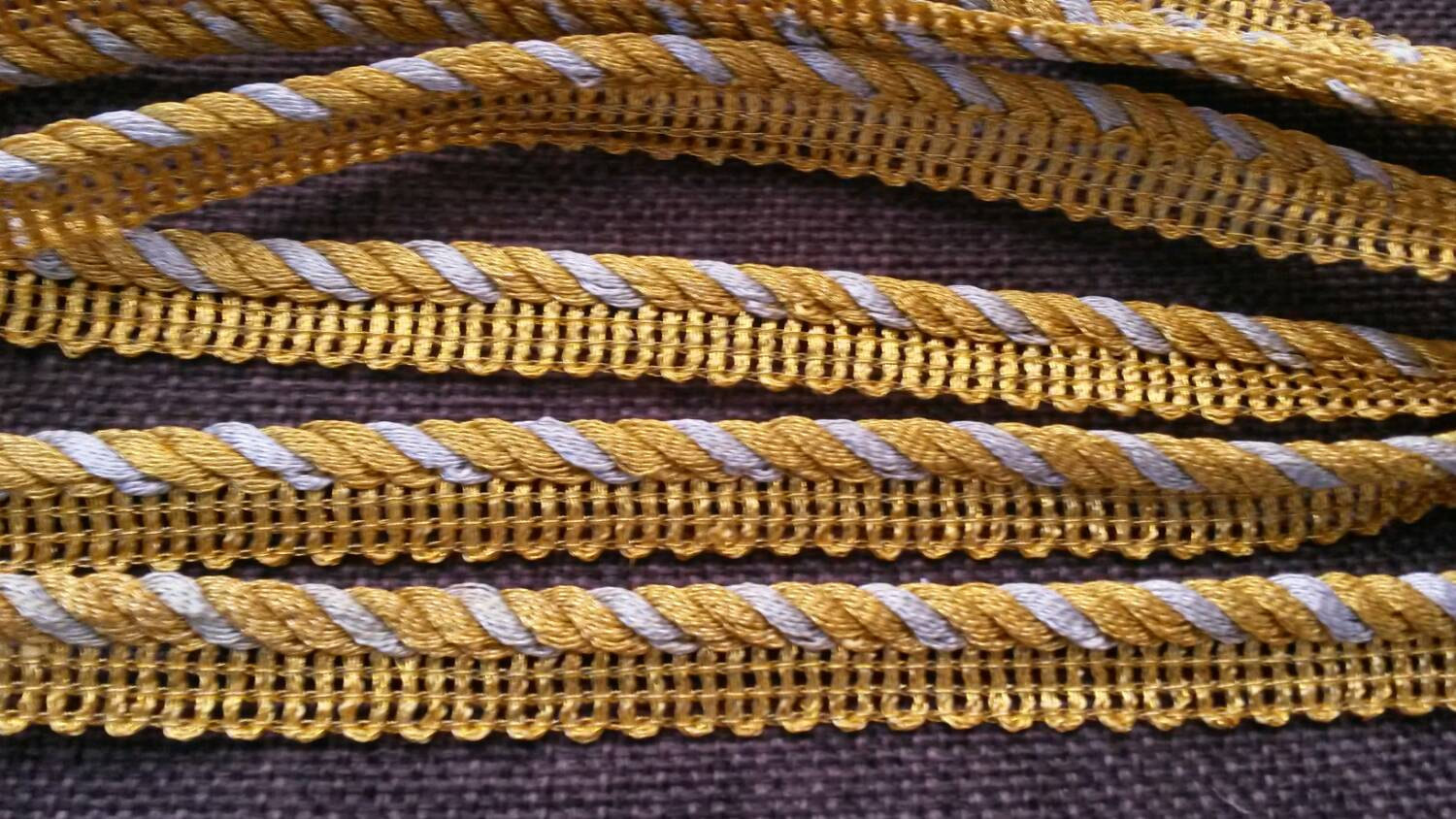 2 Yards Gold Piping Lace Trim 1/2 inch