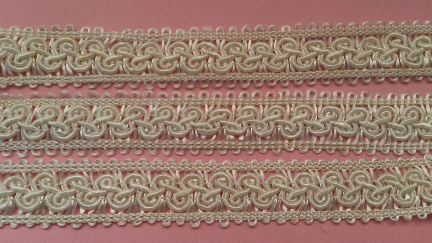 2 Yards White Braided and Cotton Lace Trim by Yard 1 inch
