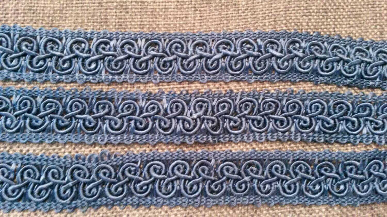 2 Yards BLUE Braided and Cotton Lace Trim by Yard 1 inch