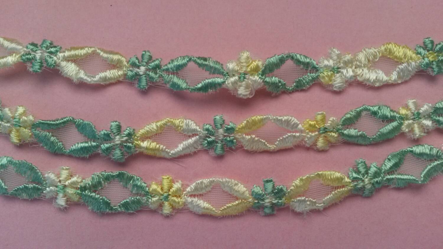 2 Yards venice color yellow and blue flower lace petal bridal antique lace vinta