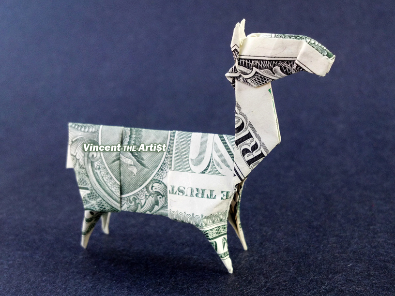 LLAMA Money Origami Dollar Bill Animal Cash Sculptors Bank Note