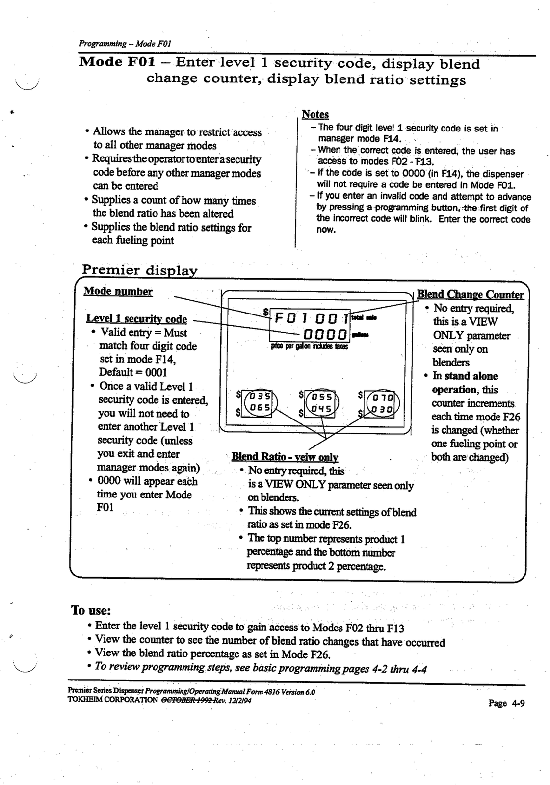 tokheim 262 a programming/operating manual