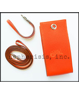 AUTH NIB Hermes PLANETTE Phone Case Short &amp; Long Strap Orange CHEVRE Lea... - $1,800.00