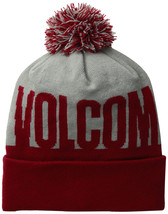 Volcom Men's Stoned Rolled Cuff Beanie Cap Winter Hat - Red / Gray - $10.00