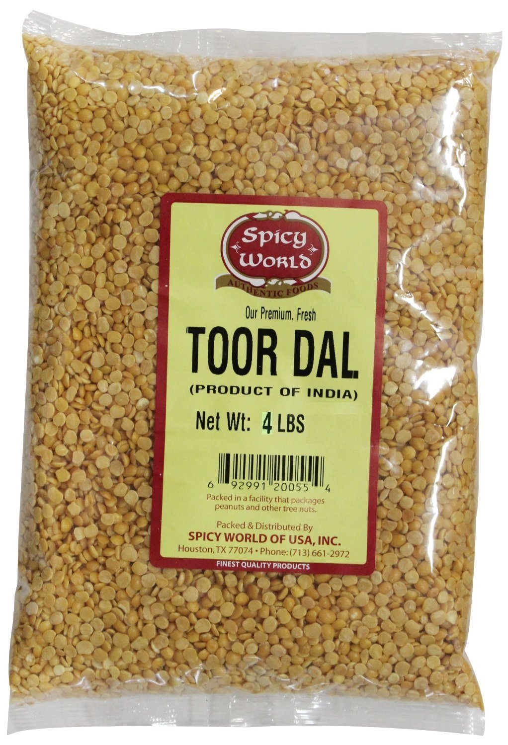 Spicy World Toor Dal (Split Pigeon Pea) 4 Pound Bag Reclosable