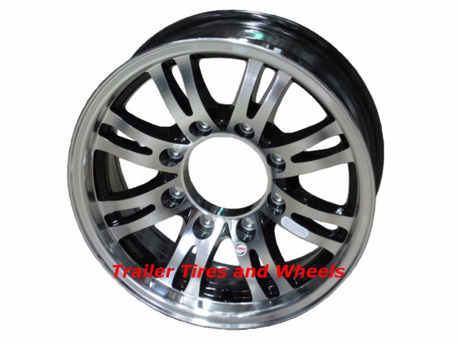 16" 8 Lug Jaguar Black Sumec HD Aluminum Trailer Wheel fifth wheel rv
