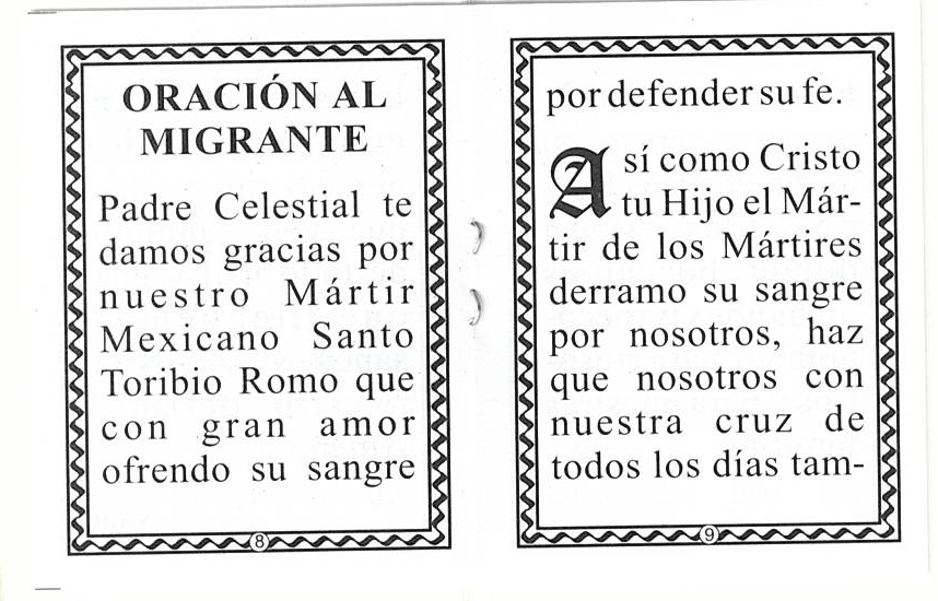 Oraciones a Santo Toribio Romo - L20.0067- Spanish Oracion