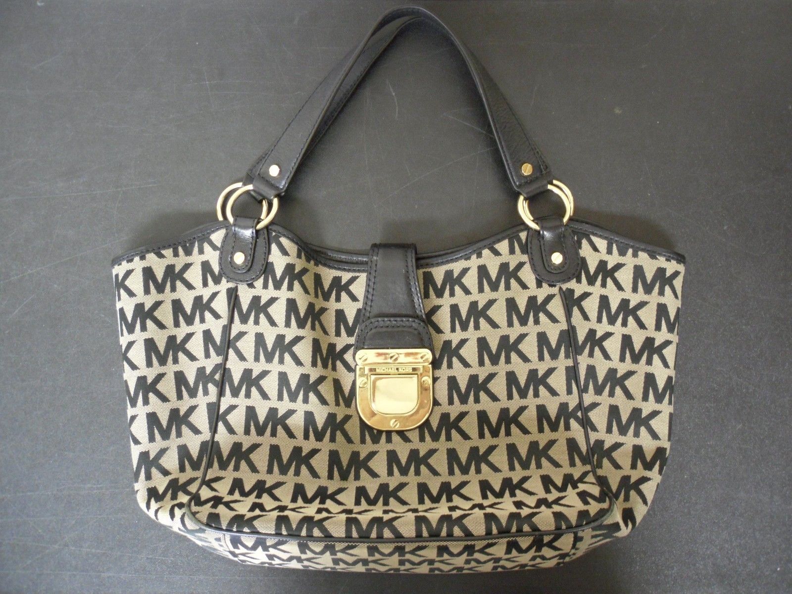 michael korshand bag tote Black-Gray Canvas Large 12