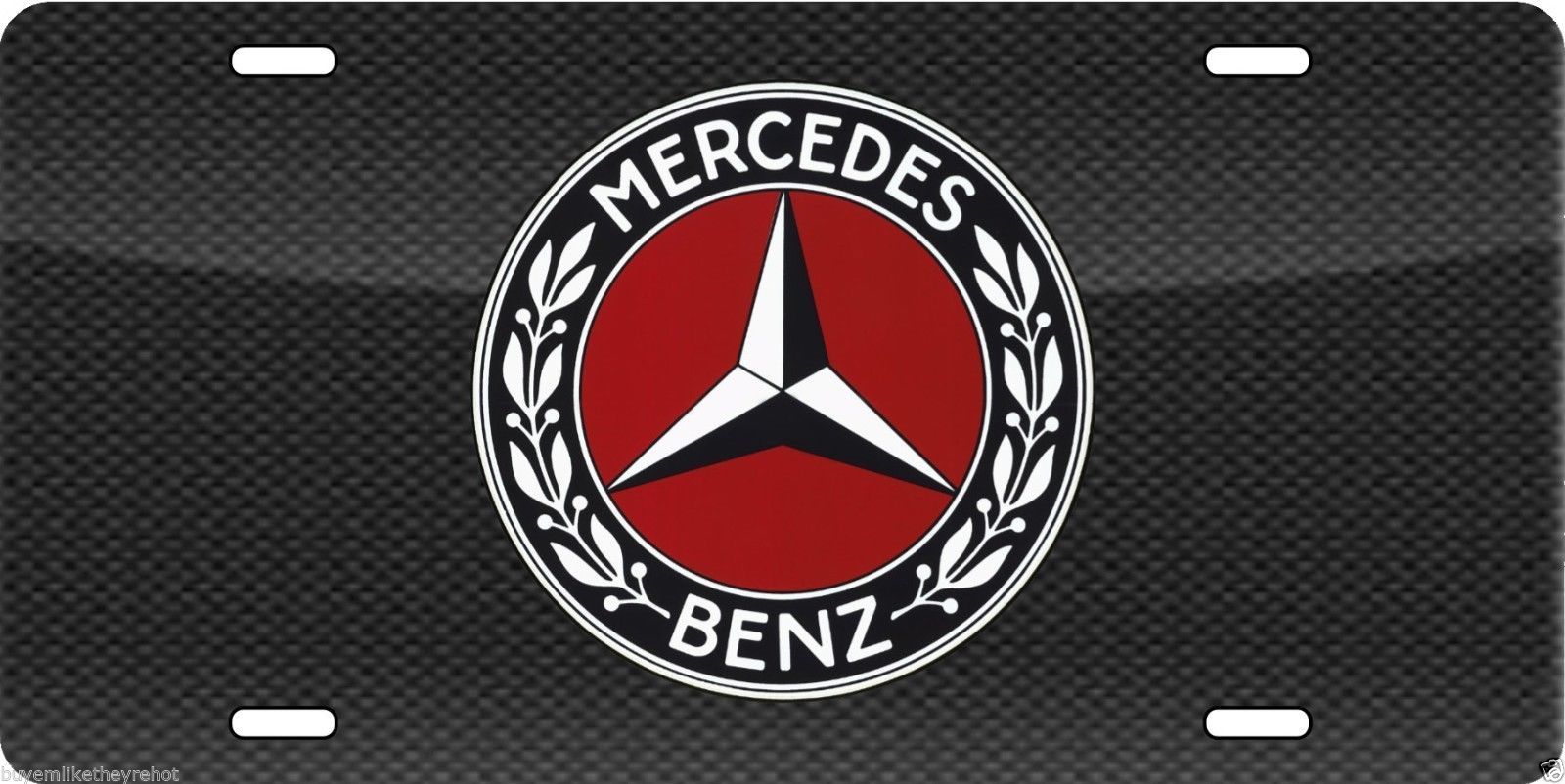 Mercedes Benz Aluminum Vanity License Plate Vintage Emblem on Carbon Fiber Look! - License Plate ...