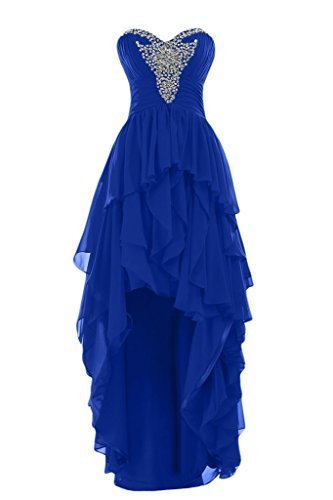 Image of Blevla High Low Chiffon Prom Party Dress Evening Party Gown Royal blue US  ...