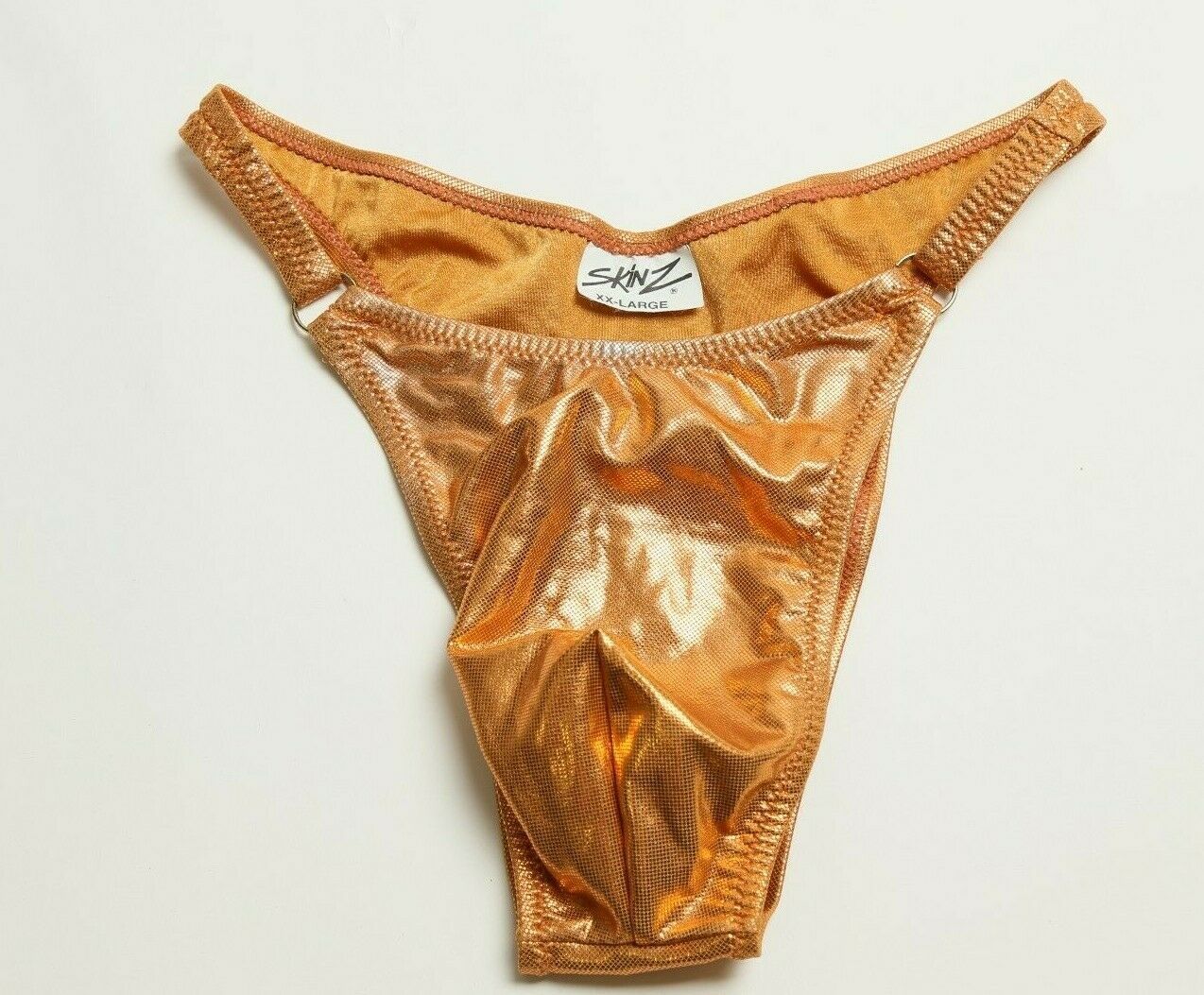 SKINZ XXL Skinzwear Men's Pouch Thong Swimsuit 2XL Copper Orange Shiny