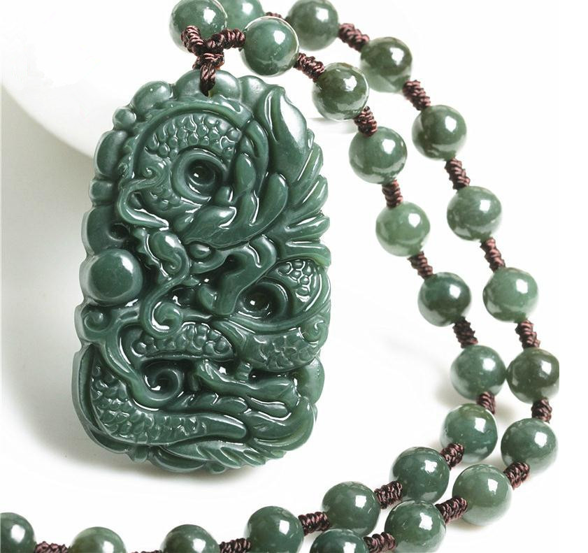 Hand carved natural green jade dragon good luck Chinese dragon jade ...