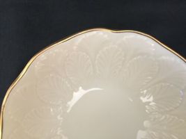 Vintage Lenox Cream Beige 24k Gold Rim Encrusted Bowl Made in USA Leaf Leaves image 6
