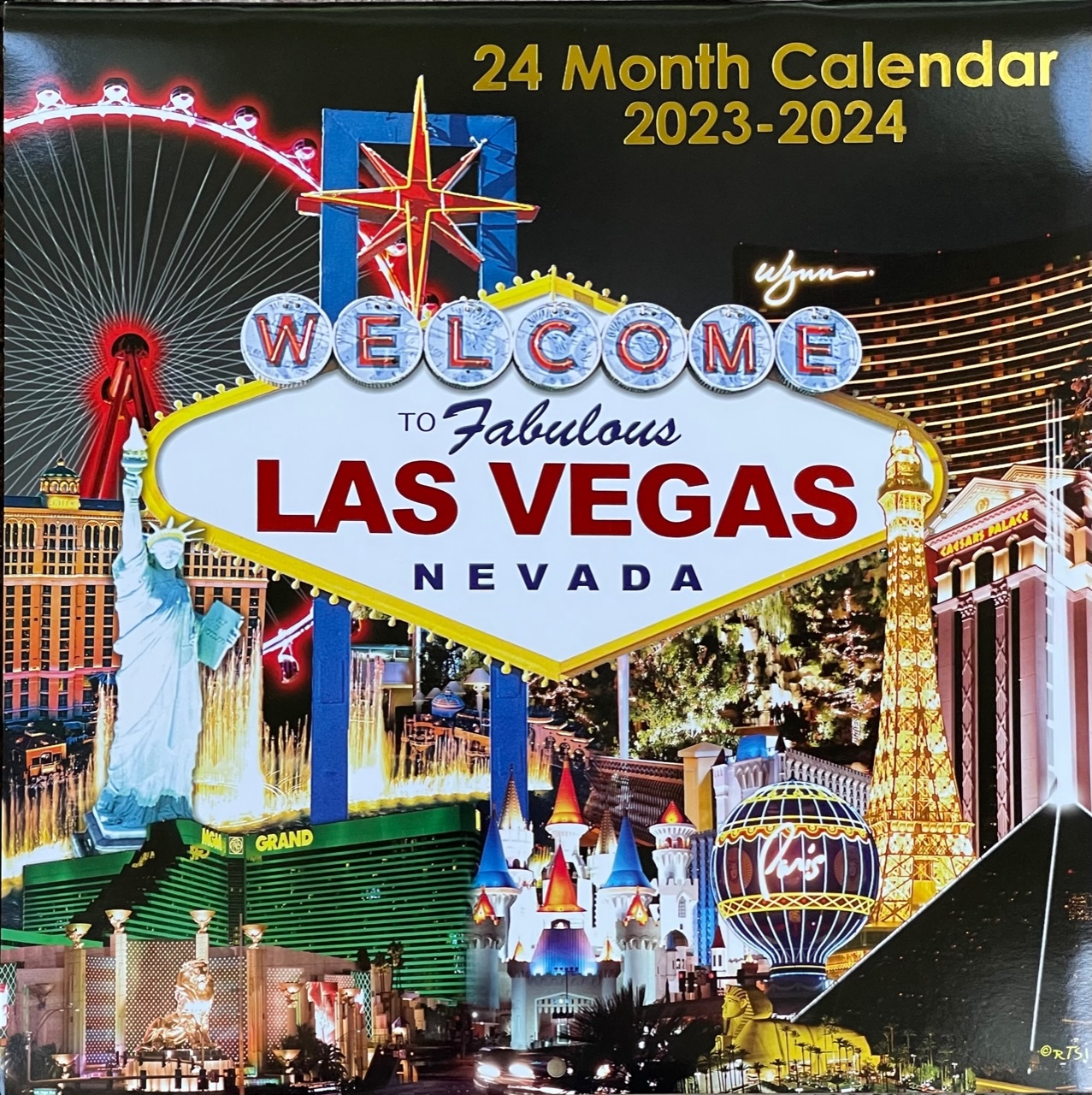 2023 2024 2 Year 24 Month Las Vegas Wall Calendar Wynn Paris Aria MGM