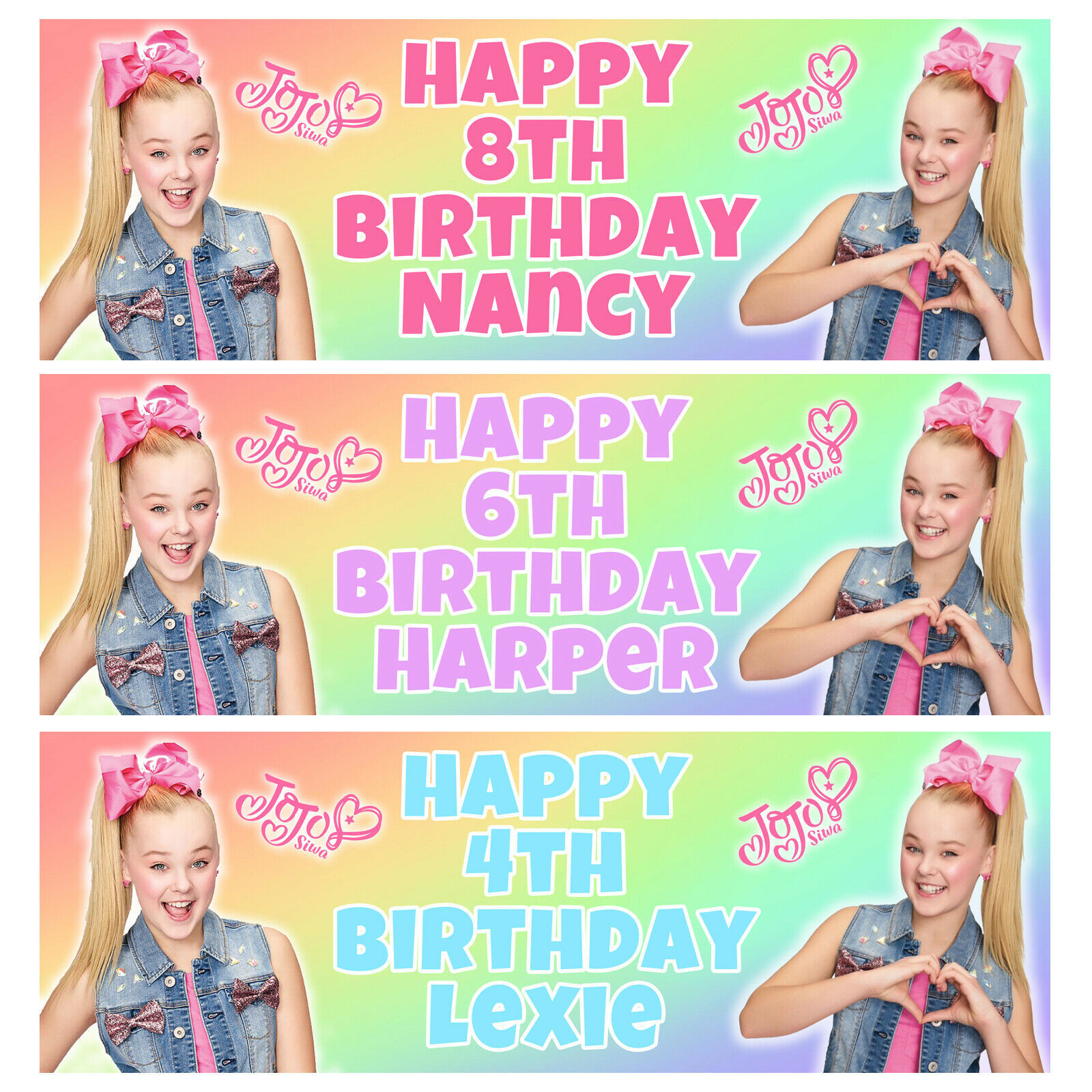 JOJO SIWA Personalised Birthday Banner - Jojo Siwa Birthday Party