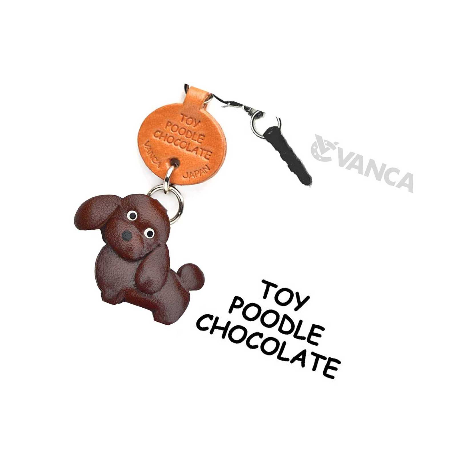 Toy Poodle Chocolate Brown Leather Dog Earphone Jack Accessory/Dust Plug/Ear