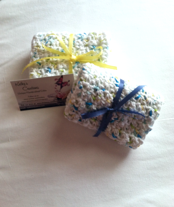 Handmade Washcloths Summer Breeze USA Cotton Pair Towels & Dishcloths