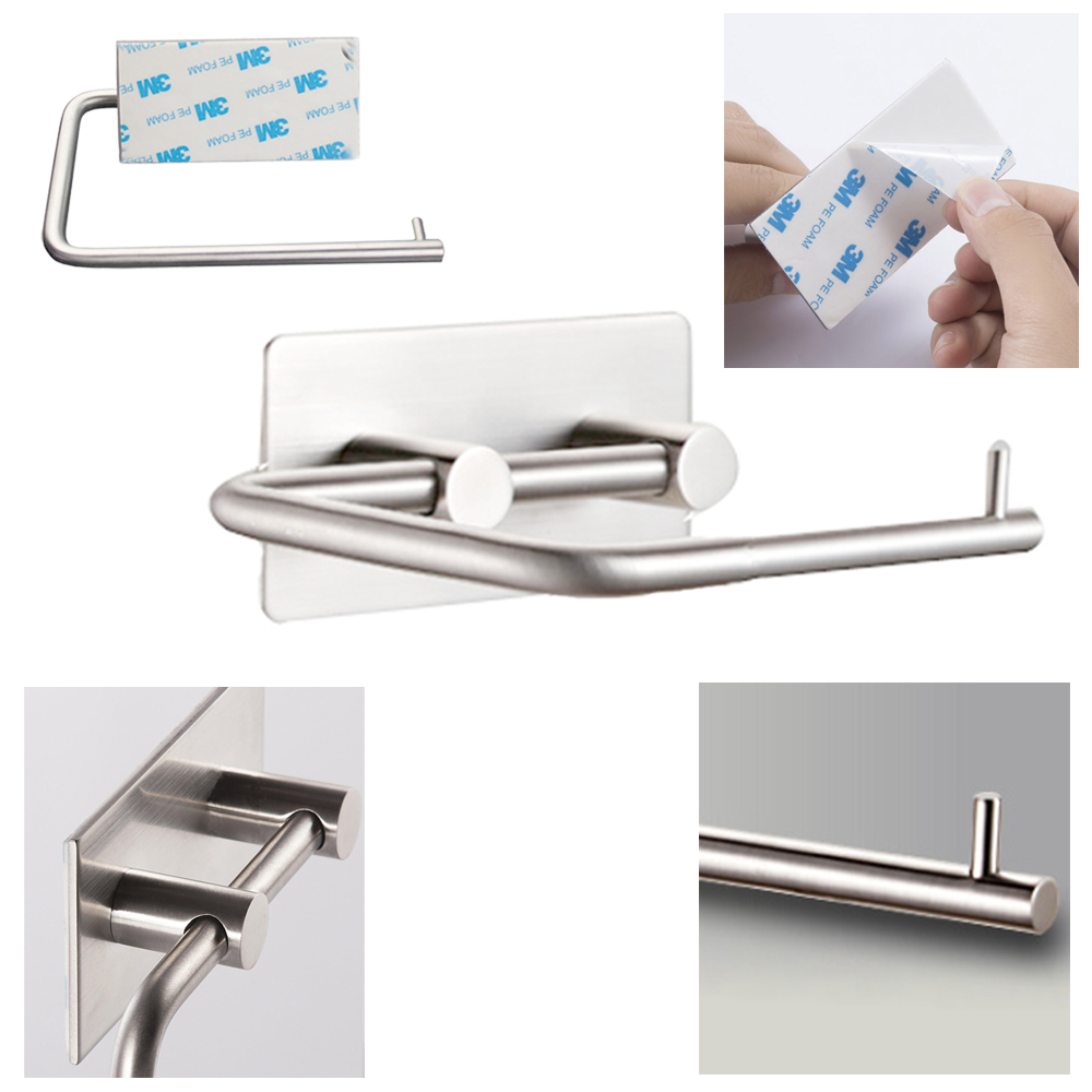 New Wall Mount Toilet Roll Paper Holder Bathroom Tissue Holder 3M Self Adhesive Toilet Tissue