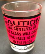 South Beach Shot Glass Caution Contents Will Cause Your Black Red on Cle... - $6.99