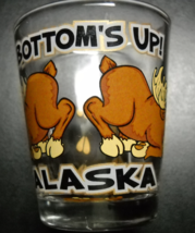 Alaska Bottoms Up Shot Glass Multiple Moose and Moose Tracks on Clear Glass - $6.99