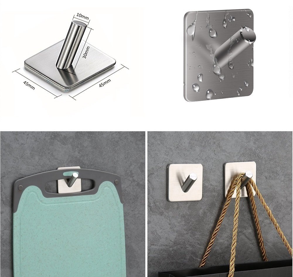 Adhesive Hooks, Anteer 3M Self Stick Towel Robe Hooks Key Hooks Heavy