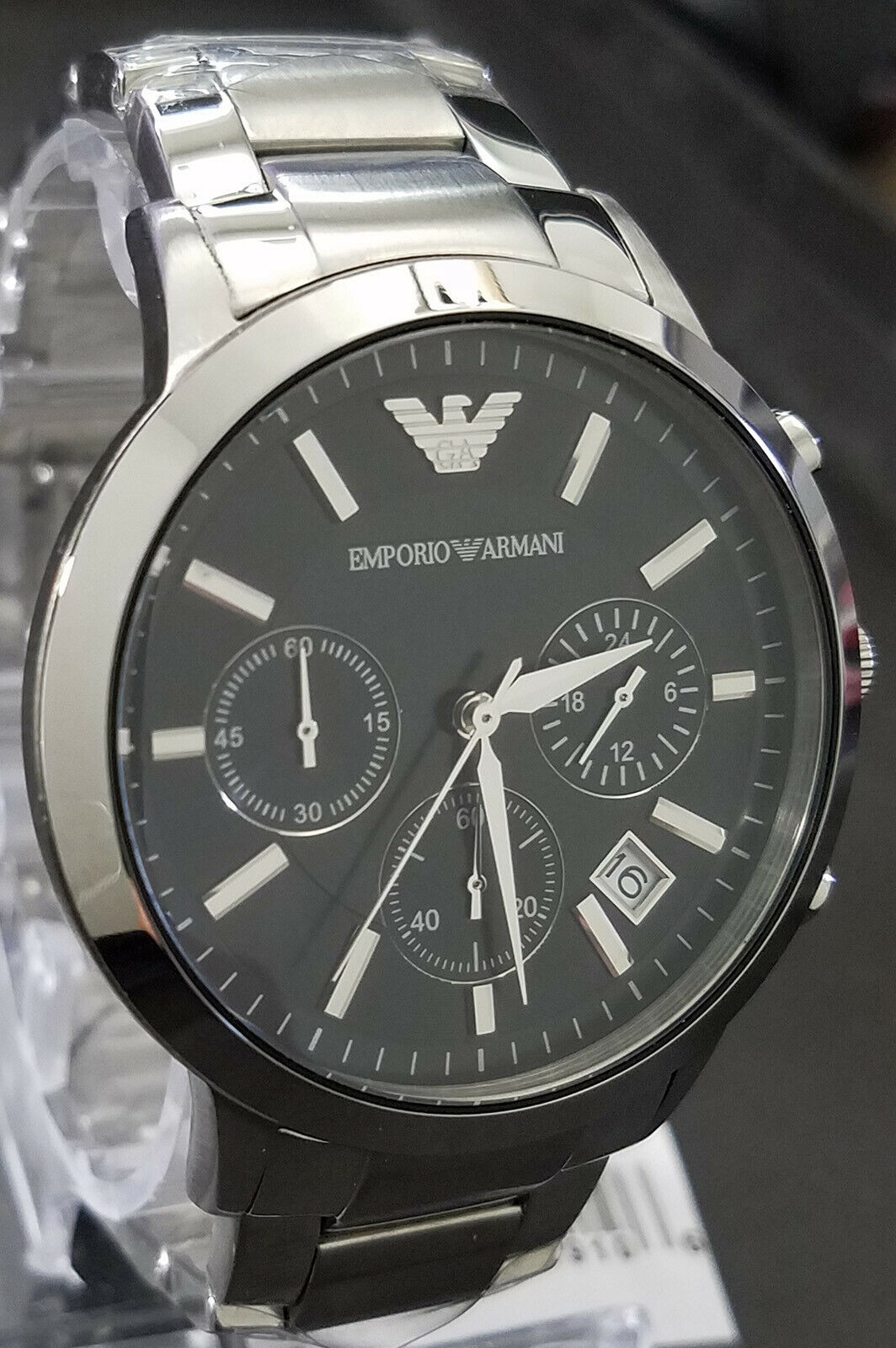 Emporio Armani Men's Chronograph Black Dial Watch AR2435 - Retail $345 ...