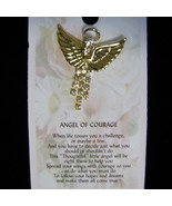Angel of Courage Pin Dangling Crystal Gold hatpin lapel - $3.95